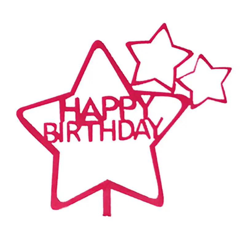 С Днем Рождения Торт Топпер С Днем Рождения любовь 18 акрил кекс Топпер для вечеринки день рождения свадьба торты десертные Декор Топпер - Цвет: Star Happy Birthday