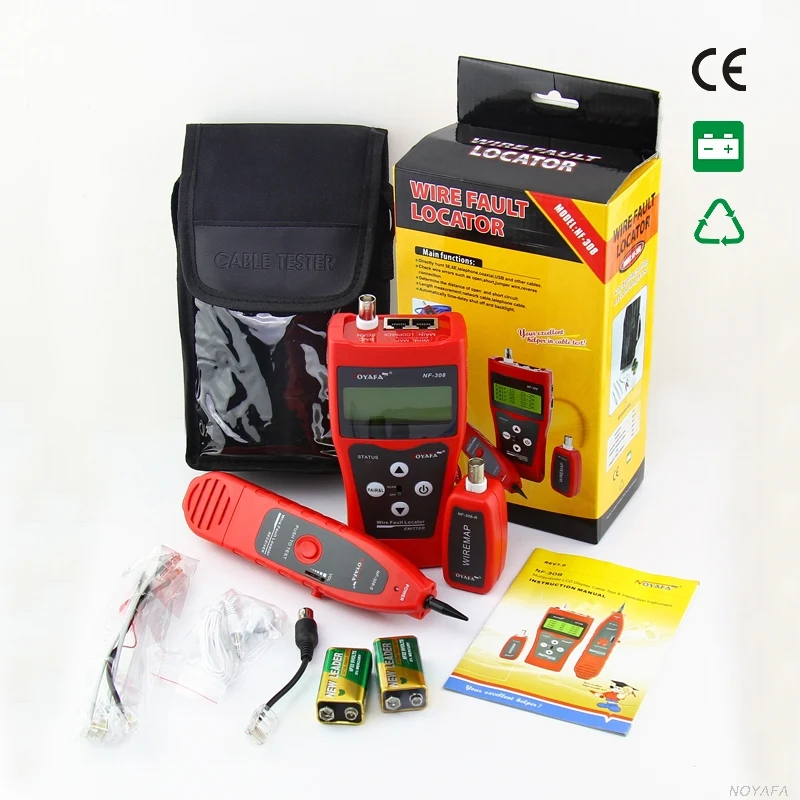 Free Shipping! NOYAFA NF-308 Network LCD LAN Cable Tester Phone Wire Tracker RJ45 RJ11 BNC USB Scanner 5E, 6E