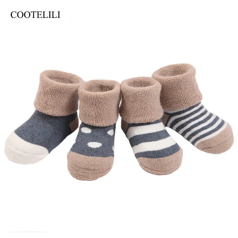 COOTELILI 4Pairs/Lot Winter Baby Girls Socks Kids Stuff Warm Thicken