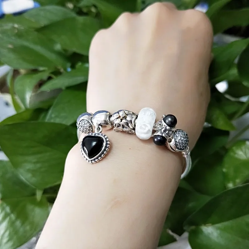 New White Rose Charm Beads 925 Sterling Silver 4.5 mm Hole Charms Fit Original Troll Bracelet & Necklace Jewelry (2)