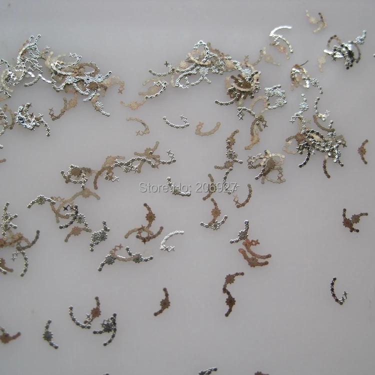 Ms1981 100pcs Silver Cute Metal Sticker Nail Art Metal Sticker Nail