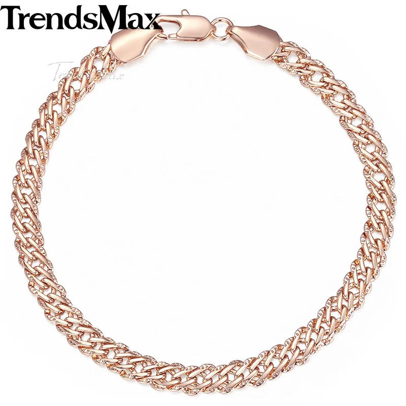 Женский комплект украшений Trendsmax ожерелье с браслетом из розового золота 585 пробы