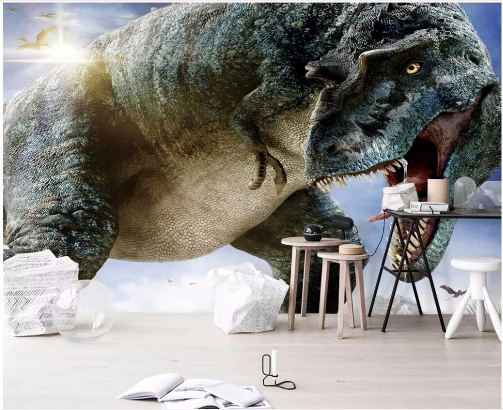 カスタムフォト3dウォールペーパー用リビングルームティラノサウルスレックスジュラ紀恐竜ホームインテリア3d壁壁画壁紙壁用3 D 壁紙 Aliexpress