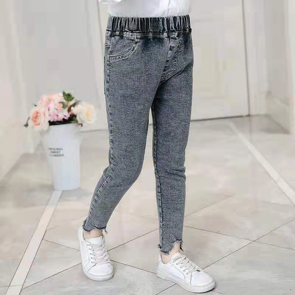 Slim Girls Jeans Pants For Kids 3 6 8 12 Years Autumn Spring Children Girl Pants Solid Color Durable Baby Girls Jeans Pants