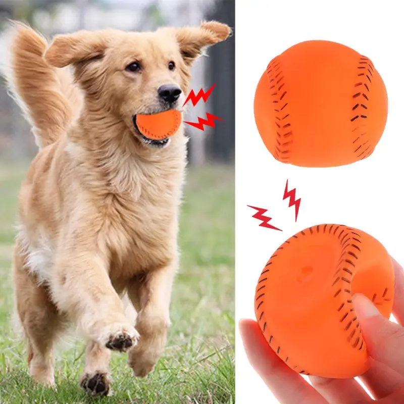 Pet Dog Training Toy Cat Puppy Chew Sound Play Squeaky Rubber Toys Squeaker Ball