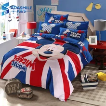 Disney Mickey Mouse Kids Bed Bedding Sets Cartoon Girls Duvet Cover Bedclothes Pillowcase Sheet 4PCS Children Soft Bed Linen Set