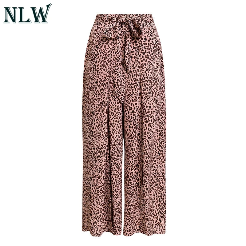 NLW/большие размеры леопардовый принт галстук бабочка пояс Pantalon Femme повседневные