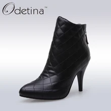 Odetina мода короткие сапоги large size туфли женские на каблуке обувь женская осень обувь женская зимняя чёрный