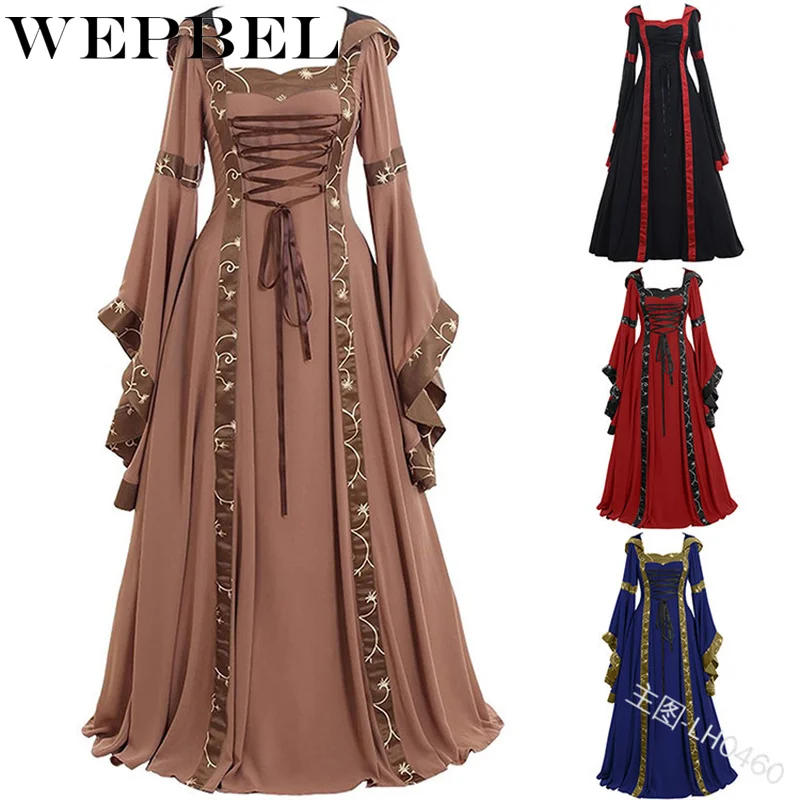 WEPBEL средневековое классическое винтажное Ретро Vogue Платье-туника с расклешенными рукавами для девушек размера плюс стиль корта элегантные платья для косплея