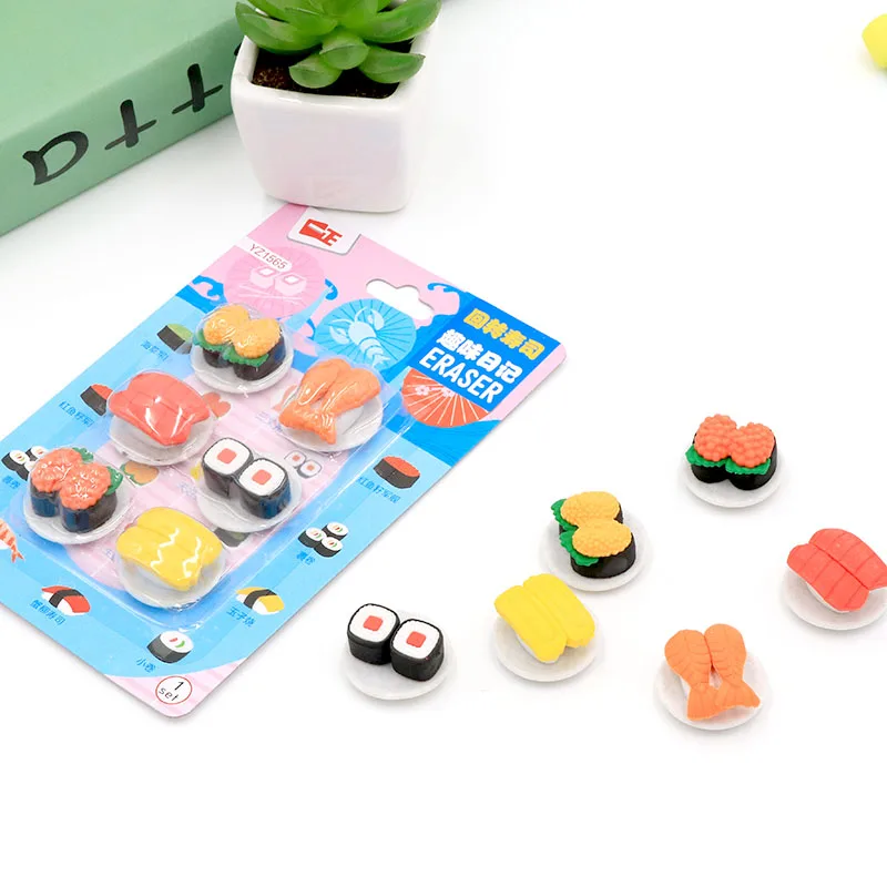 8set creative cute sushi food card eraser student stationery 2 3 4