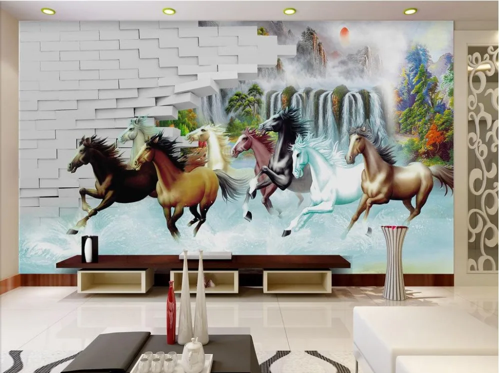 Custom 3d photo wall paper Wall horse 3d wallpaper TV background ...