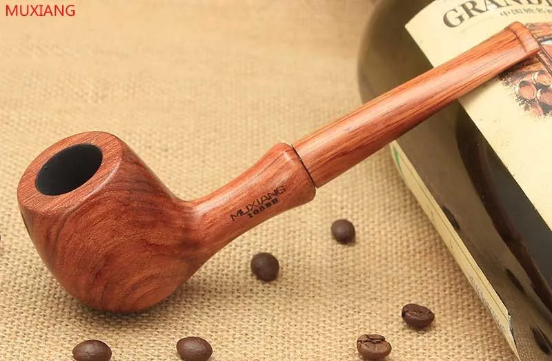 3 rosewood straight smoking pipe with wooden mouthpiece stem good look