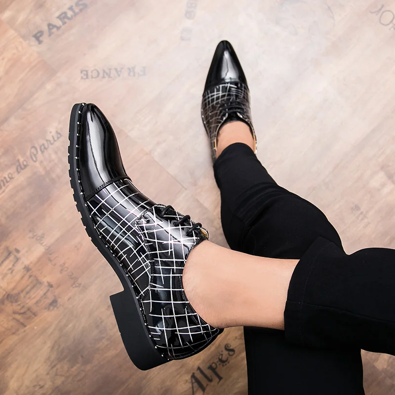 pointed toe mixed colors patent leather men shoes fashion dress ballroom dancing wedding pary flats derby oxfords shoes for men (9)