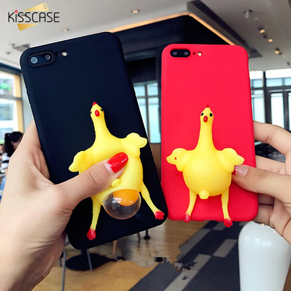 KISSCASE Fashion 3D Cute Chicken Hen Case For iPhone 7 Plus 8 6 6S Soft Phone Cases 5 SE 5S Back Covers |
