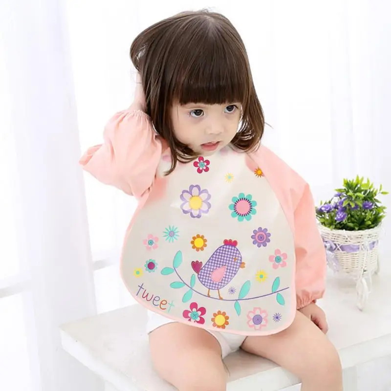 

Baby Feeding Waterproof Apron Long Sleeve Art Animal Bibs Cartoon Animals Unisex Burp Clothes Eat Toddler Waterproof Baberos