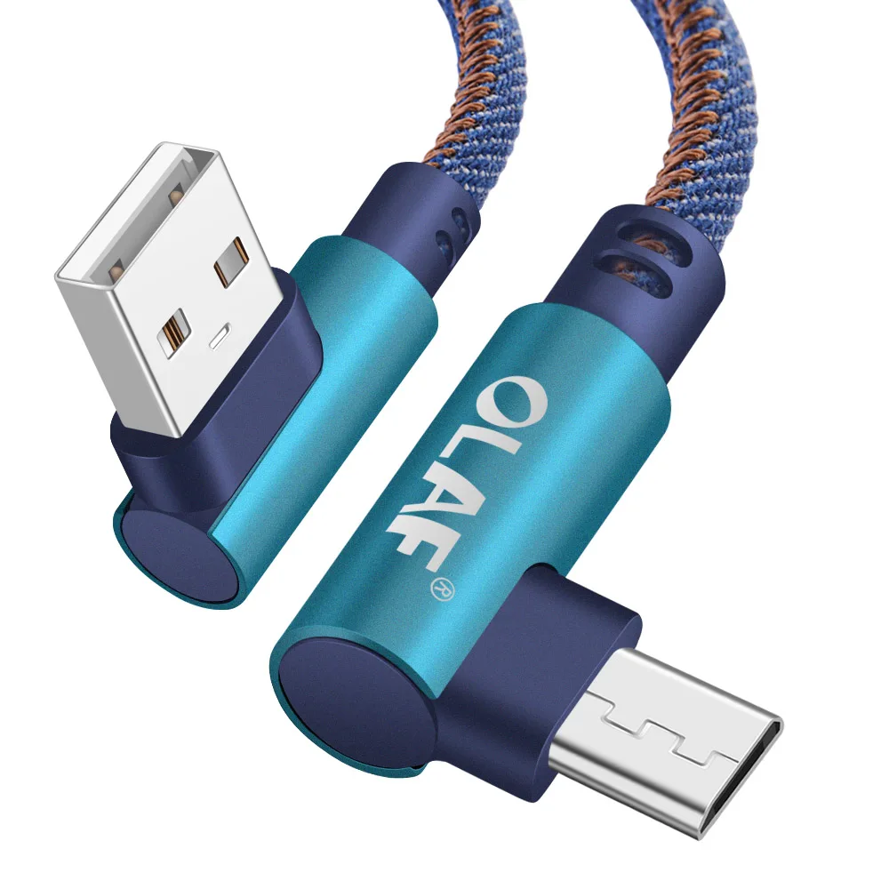 1/2 м 90 градусов Micro USB кабель 2A Быстрая зарядка USB кабель для передачи данных для samsung Xiaomi LG планшет Android мобильный телефон usb зарядный шнур - Цвет: Blue