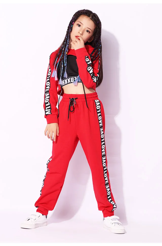 Kids Hip Hop Dance Costumes - Girls Long Sleeve Sports Suit with Bright Hooded Outfits for Modern Jazz and HipHop Dancing - Top and Pants image 5