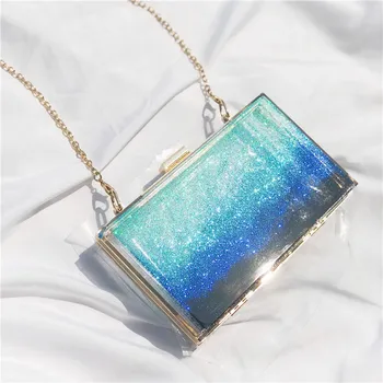 

Women Clutch Bags Blue Acrylic Clutches Purses Ladies Evening Bag Wedding Clutches Bags Ladies Shoulder Bag Bolsa Feminina