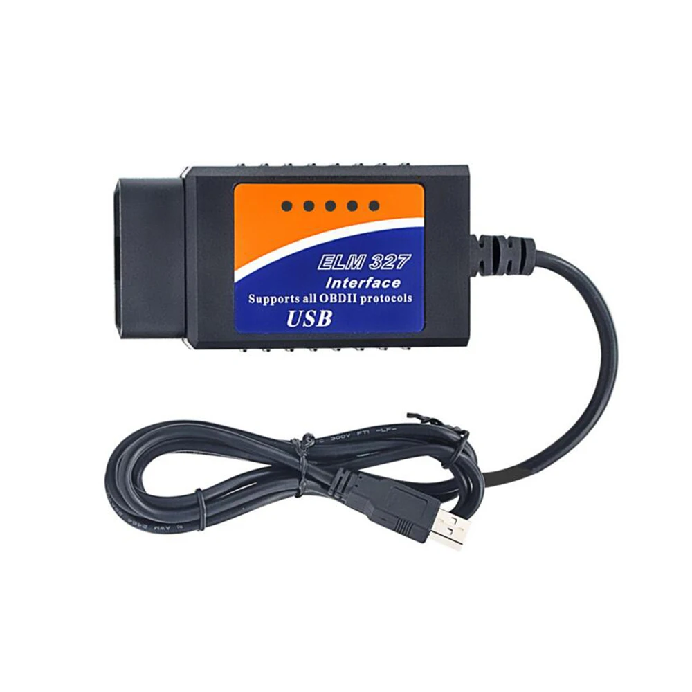 Мини ELM327 USB OBD 2 автоматический диагностический инструмент работает на ПК с высококачественным OBDII USB ELM 327 мини автомобильный считыватель кода через USB кабель