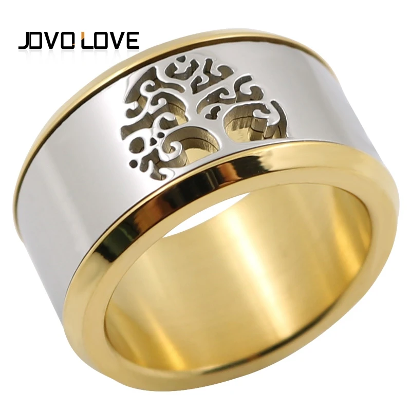 Модные широкие кольца в форме Древа Жизни для женщин, трендовые высококачественные стальные Золотые Широкие кольца, мужские ювелирные изделия Anillos