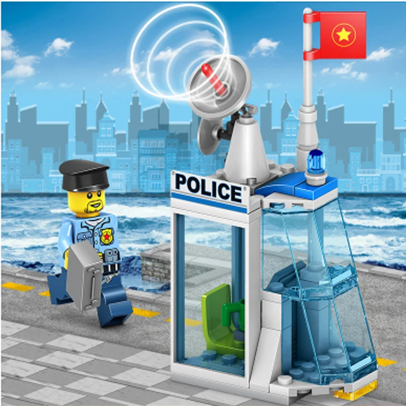 4 в 1 полицейская станция Набор модель строительные блоки Playmobil Кирпичи DIY