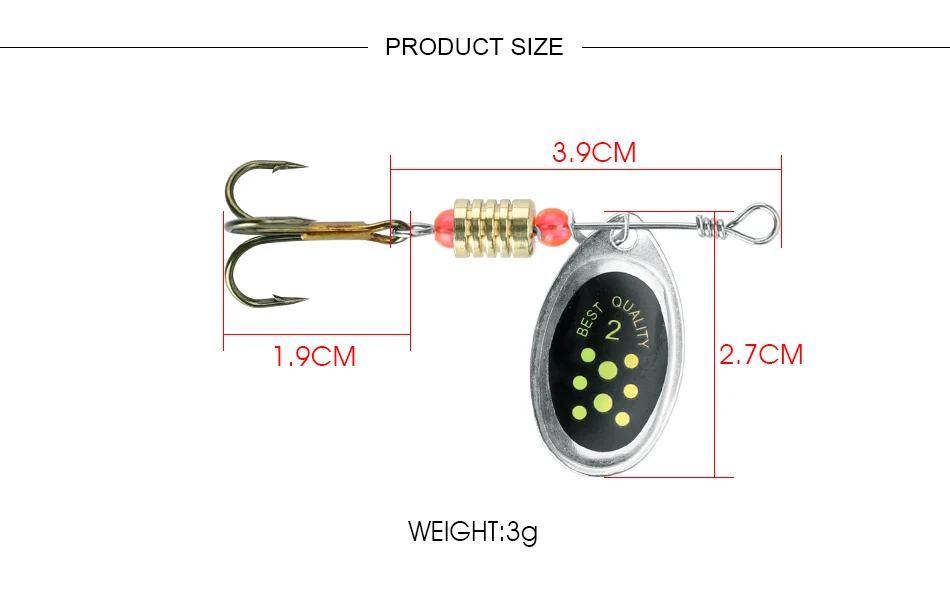 DAGEZI рыболовная ложка приманка Спиннер приманка 3 г рыболовный воблер, твердая приманка рыболовная приманка бас жесткие приманки ложка с тройным крючком