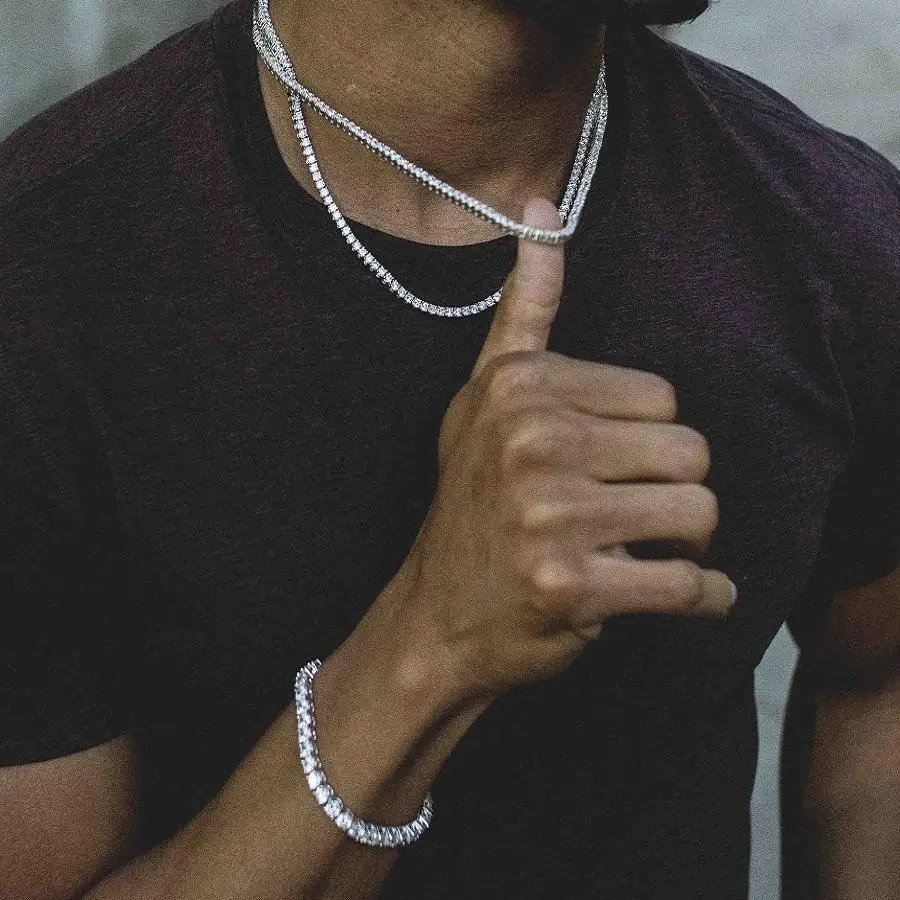 

Autum Latest Class Hip Hop 1 Row 5mm Round Tennis Chain Necklace Men's Iced Out AAA cz Paved Punk Hip Pop Necklace Fine Jewelry