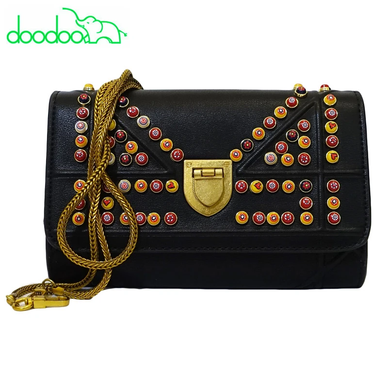 

2018 New Luxury Fashion Colorful Rivet Chain Shoulder Messenger Bags High Quality Famous Designer Women Purses and Handbags Obag