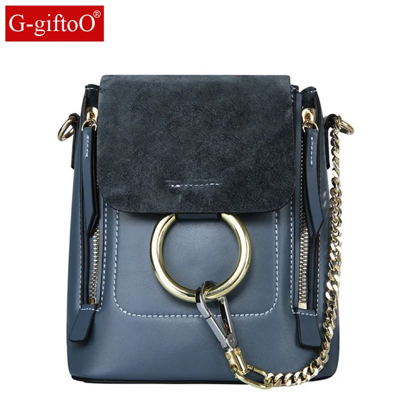 

NEW Vintage genuine leather nubuck leather patchwork women backpacks rings zip small bag