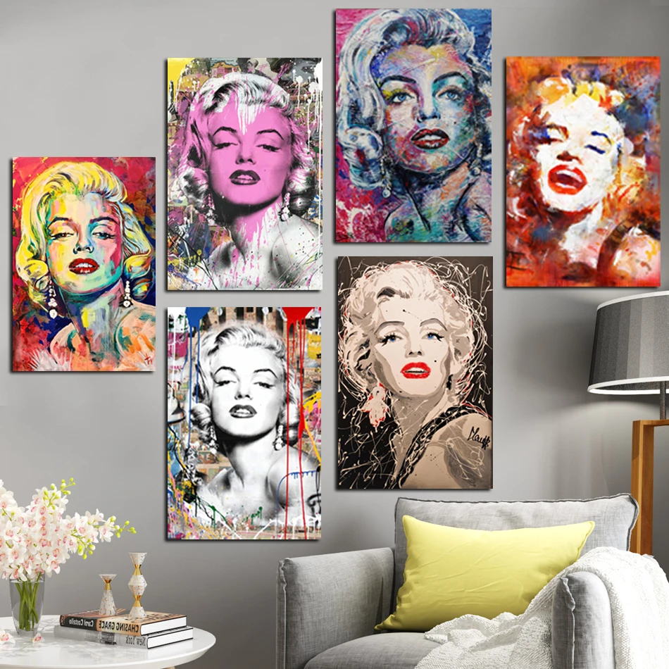 

Marilyn Monroe Graffiti Art Vintage Posters and Prints Scroll Painting Canvas Art Wall Pictures Frame Painting Home Decoration