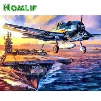 

HOMLIF DIY 5D Diamond painting Scenery aircraft Cross Stitch Diamond mosaic landscape diamond Embroidery rhinestones Christmas