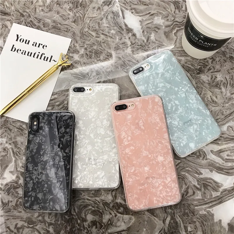 

Glitter Case For iPhone 6 6S Plus Colorful Dream Conch Shell Phone Cases On the For iPhone X 7 8 Plus Soft TPU Back Cover Coque