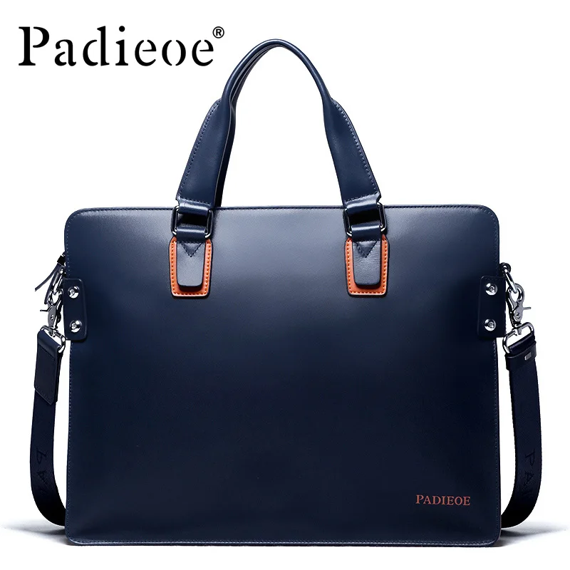 Padieoe Hot Sale Luxury Genuine Leather Men font b Briefcase b font Fashion Business Men Shoulder