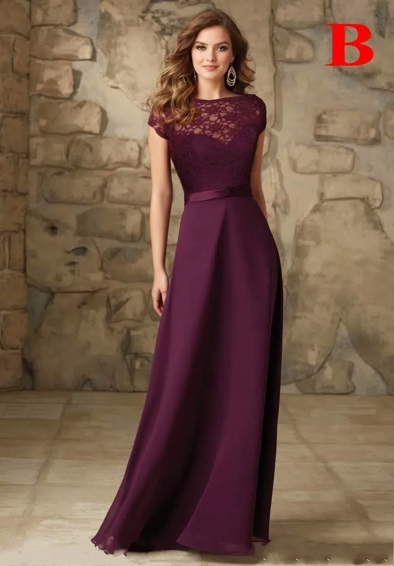 fashion simple long bridesmaids dress 2016 o neck backless lace weedding guest dress for party
