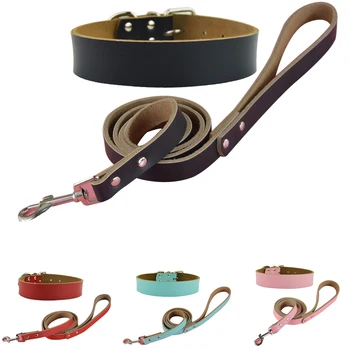 

Global Baby New Strong and Suitable Cow Leather One Step Pet Dog Big Collar and Leashes Sets