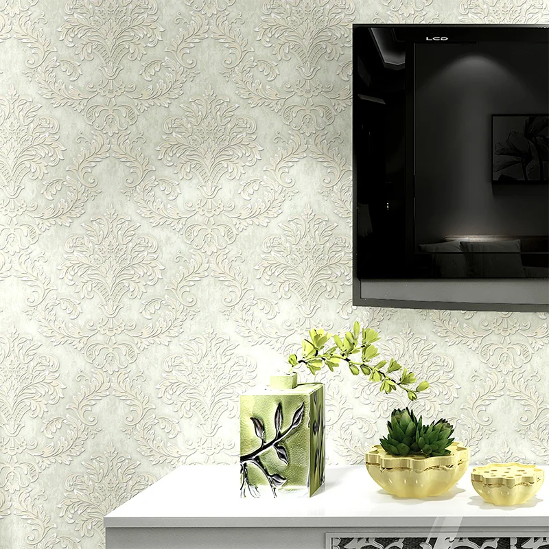 European Modern Damask Wallpaper 3D Non Woven Bedroom Living Room Embossed Floral Home Decor Wall Paper Roll European Modern Damask Wallpaper 3D Non Woven Bedroom Living Room Embossed Floral Home Decor Wall Paper Roll