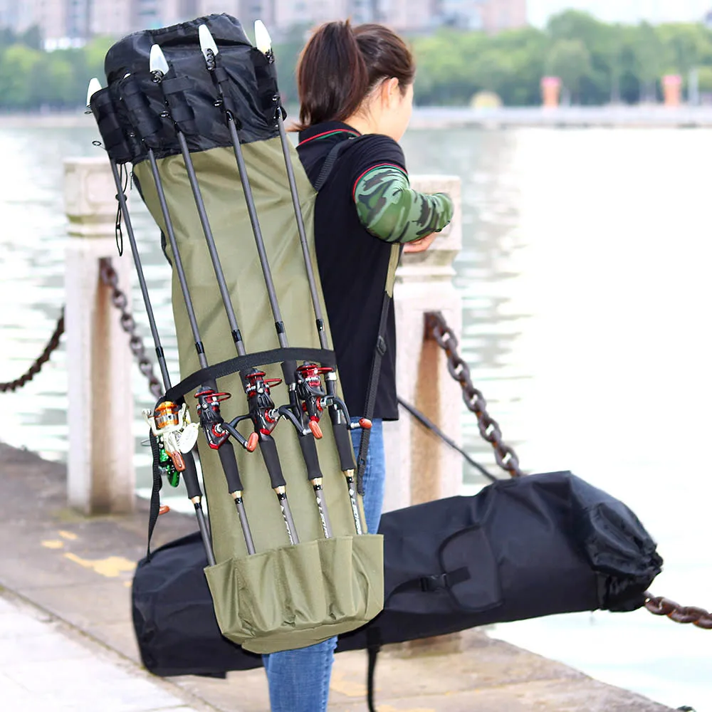 Bolsa de Pesca Mochila para Vara de Pesca Bolsa de Equipamento de Pesca Bolsa de Pescador Multifuncional Dobrável Ferramentas Dor 6 Bolsas de pesca