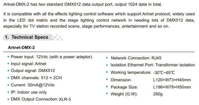 Быстрая DC12V ArtNet-конвертер DMX; Artnet-DMX-2; ArtNet вход; DMX 1024 каналов Выход 512* 2CH каналов