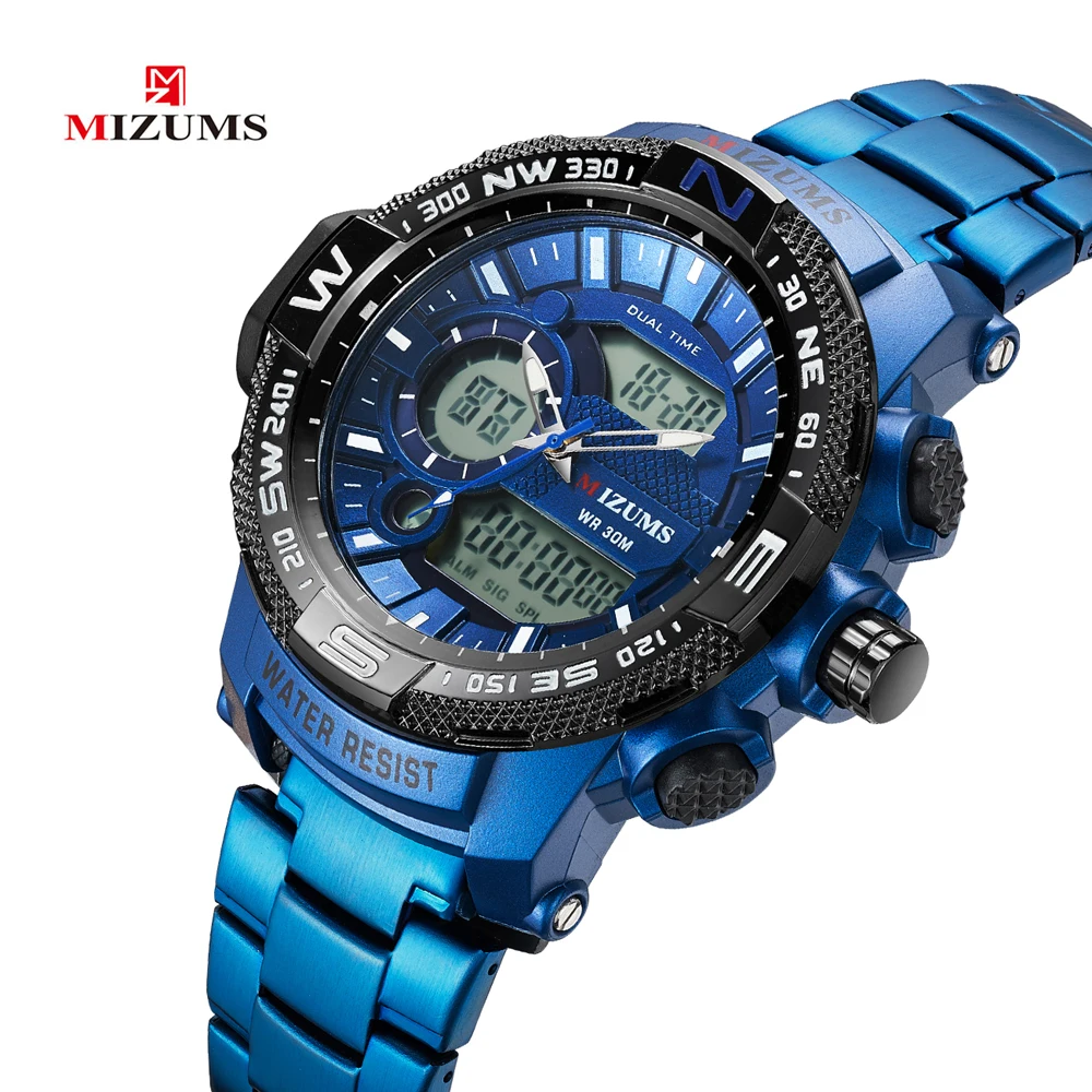 Analog Digital Watches Men Led Full Steel Male Clock Men Military Wristwatch Quartz Sports Wrist Watch Man Reloj Hombre Mizums drop shipping 2019 (9)