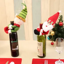Рождество крышку бутылки вина одежда Рождество Санта-снеговик Таблица Декор бутылки рождественские украшения для дома detalles navidad O17