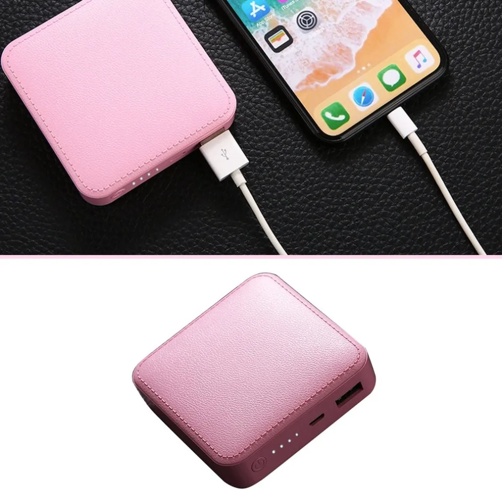 Small Size Soft PU Leather External Power Bank 6000mAh Outdoor Travel Battery Charger Power Supply for Smartphones