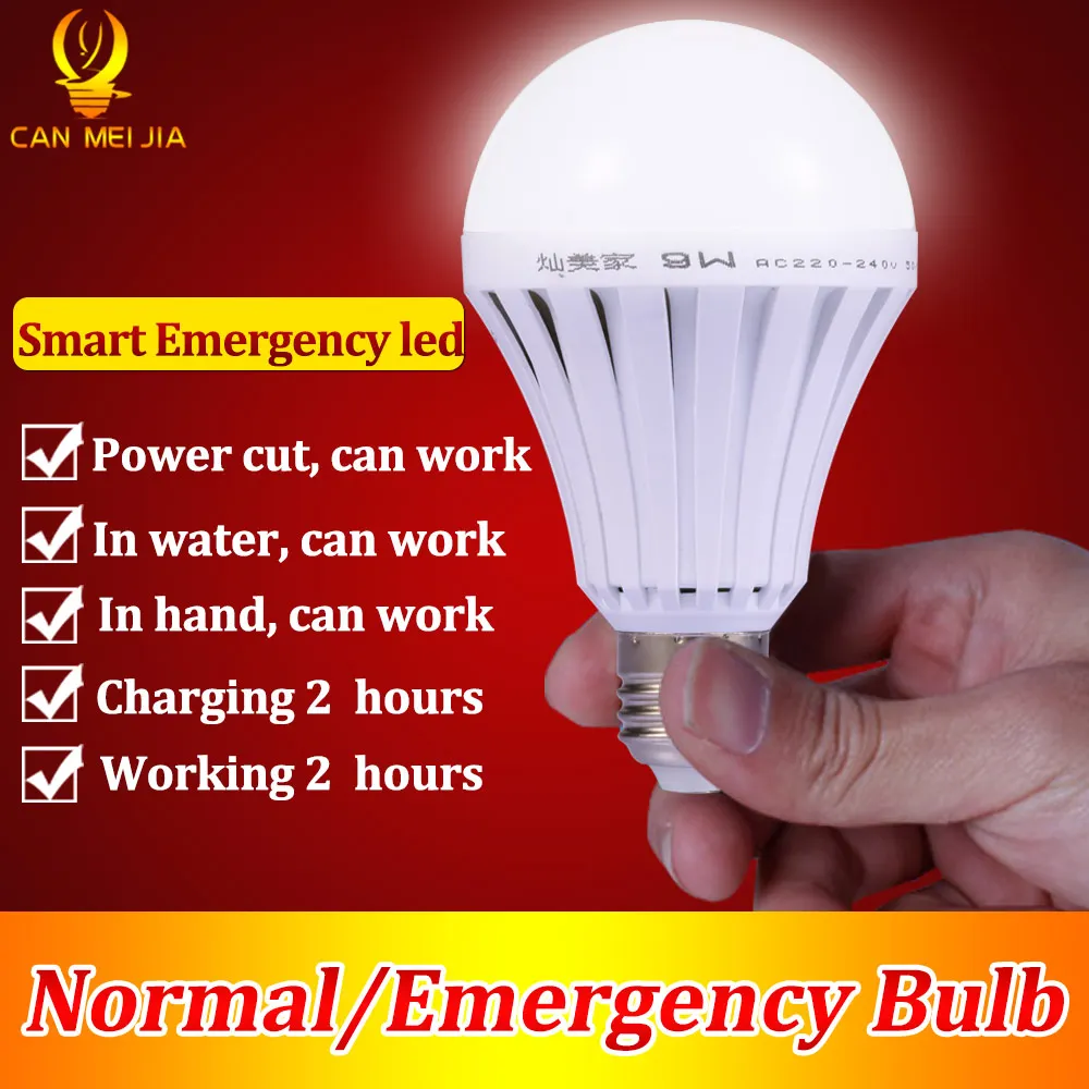 

E27 Smart Rechargeable Led Light Bulb 5W 7W 9W 12W B22 LED Emergency Bulb Lamp 220v Bombillas for Home Ourdoor Lighting White