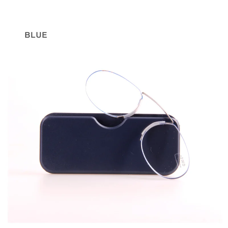 AOUBOU бренд супер-эластичный зажим для носа мини очки для чтения с Чехол унисекс 1,5 2,0 2,5 Портативный кошелек ридер AB006 - Цвет оправы: blue
