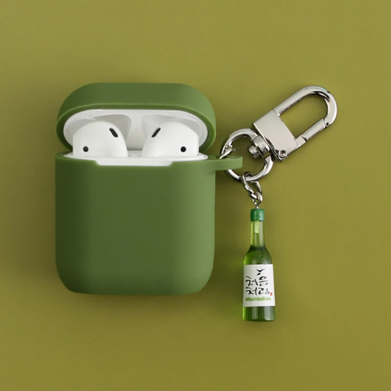 Прохладный бутылки вина декоративный силикон чехол для Apple Airpods Air стручки интимные аксессуары Защитная крышка Bluetooth наушники кольцо ключей