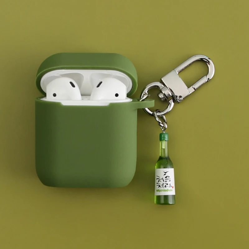 

Cool Wine bottle Decorative Silicone Case for Apple Airpods Accessories Protective Cover Bluetooth Earphone Keychain