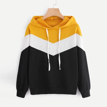 

Hoodies Women Girl Spring Casual Lace Sweatshirt Yellow White Black Patchwork Street Fashion Top Loose Shirt I28T Drop Shipping