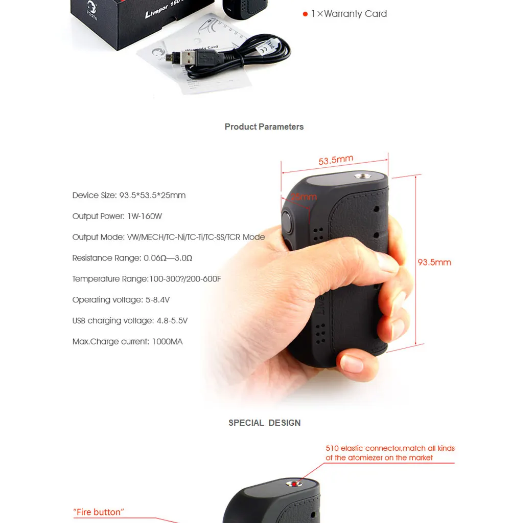Original Electronic Hookah Yosta Livepor 160 Box Mod 160W Vape VWTC With Dry coil Protection OLED Screen TC Vaporizer Cigarette (2)