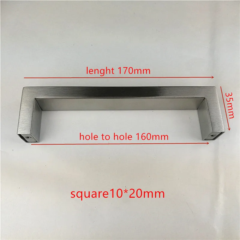 Hole spacing 160mm 10*20 мм квадратная дверная ручка из нержавеющей стали кухонная ручка дверного шкафа Ручка 4,"~ 24" - Цвет: Hole spacing 160mm