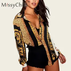 MissyChilli пикантные животных leopard блузка, кофта с принтом вечерние с длинным рукавом рубашки домашние муж. женственный элегантный летняя