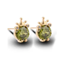 4 цвета, золотой цвет, корона, милые животные, лягушка, CZ, женские серьги-гвоздики для женщин, девушек, пирсинг, ювелирное изделие, Aretes Pendientes Oorbellen